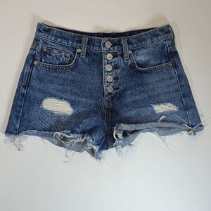 7 For All Mankind Denim Shorts Womens 25 Monroe Cut Off Short‎ Distressed Jorts